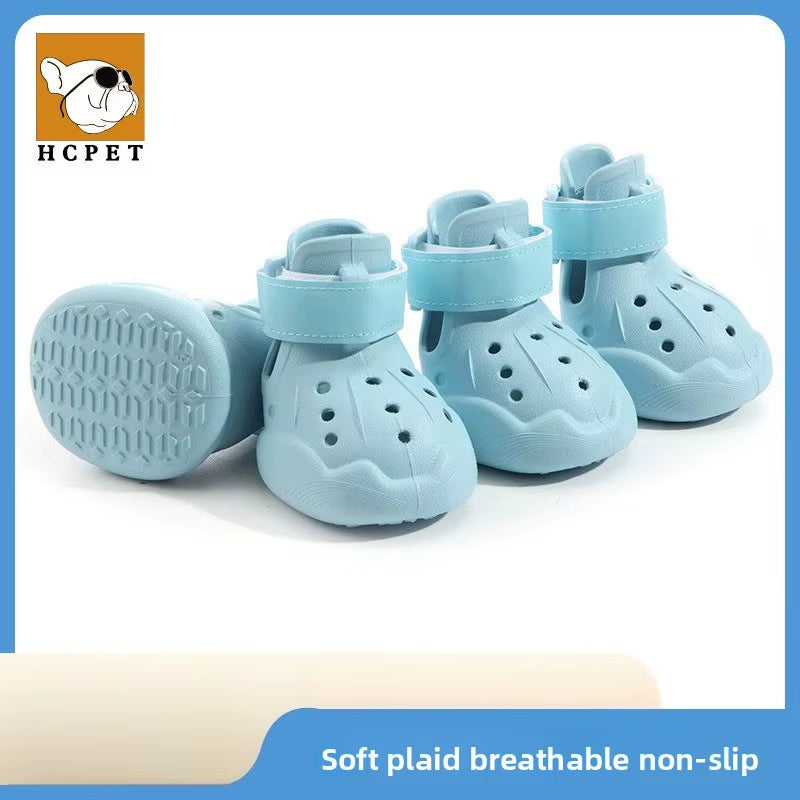 Pet Dog Outdoor Breathable Sandals Mesh Shoes Teddy Running Hole Dog Shoes Pet Shoes Easy to Wear