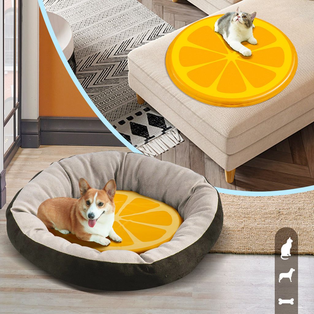 Orange Pet Cooling Mat Dog Pad Cool Gel Pattern Cat Bed Orange 60X60CM