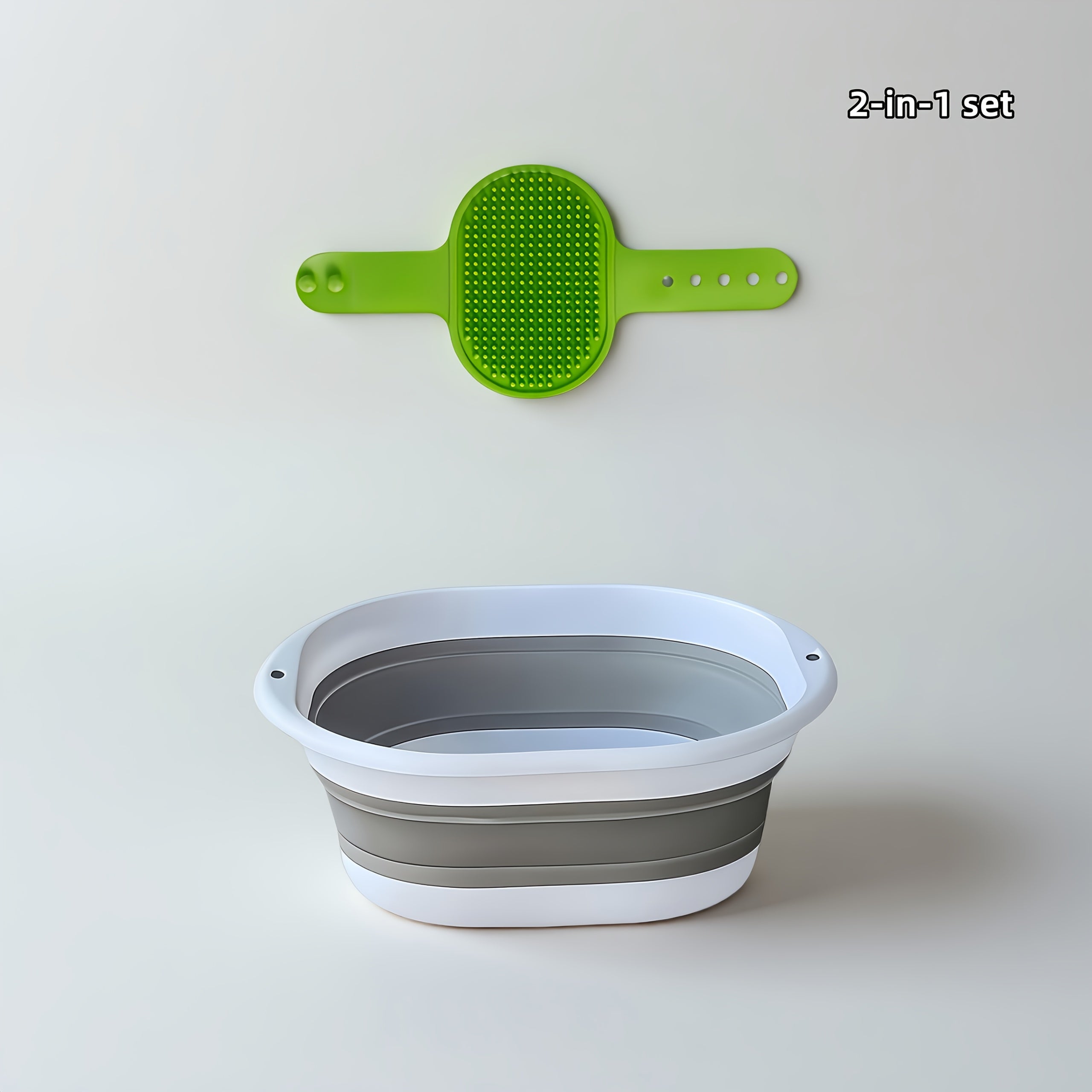 2-In-1 Portable Dog Cat Bathtub with Massage Grooming Brush Set