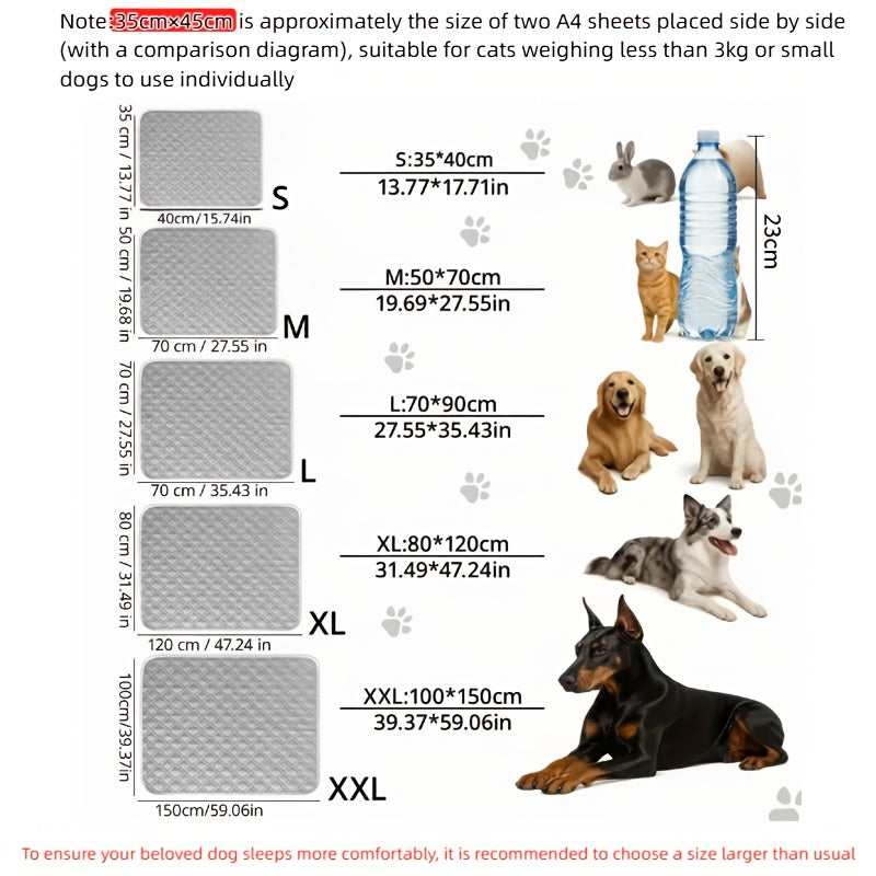 Pet Cooling Pad with Washable Cover & Anti-Slip Bottom