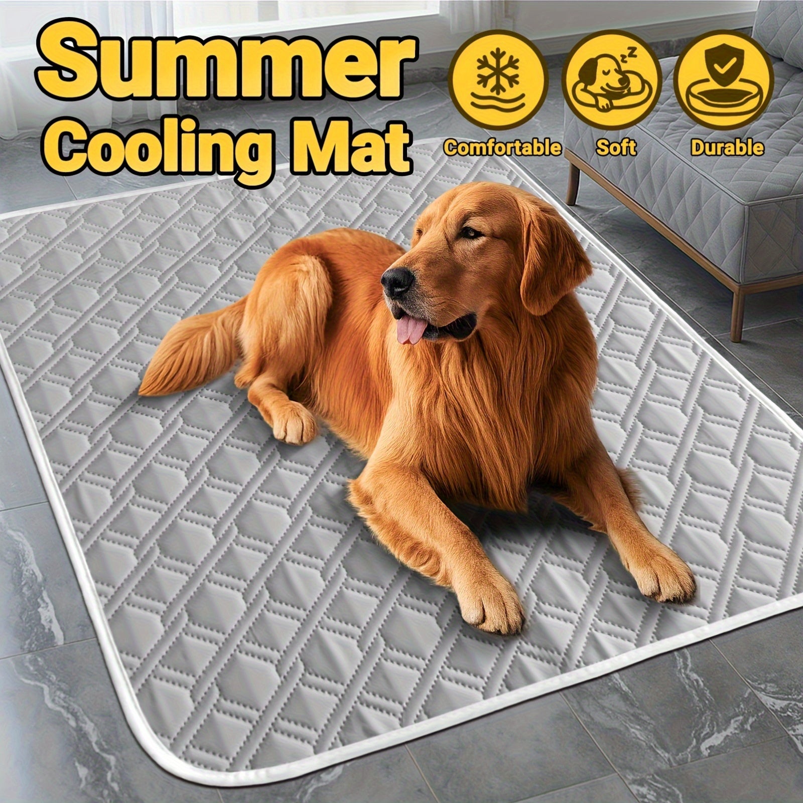 Pet Cooling Pad with Washable Cover & Anti-Slip Bottom