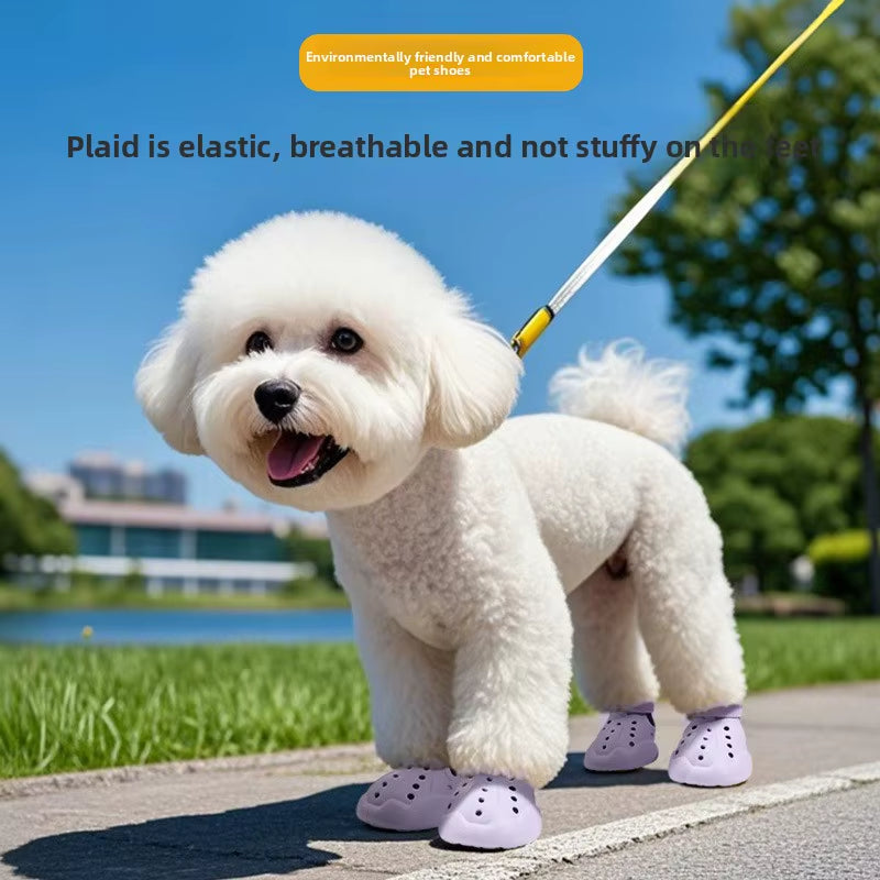 Pet Dog Outdoor Breathable Sandals Mesh Shoes Teddy Running Hole Dog Shoes Pet Shoes Easy to Wear