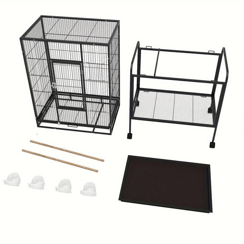 Advwin Bird Cage 135cm Large Parrot Aviary Pet Stand-alone Budgie Perch Wheels W/Brake