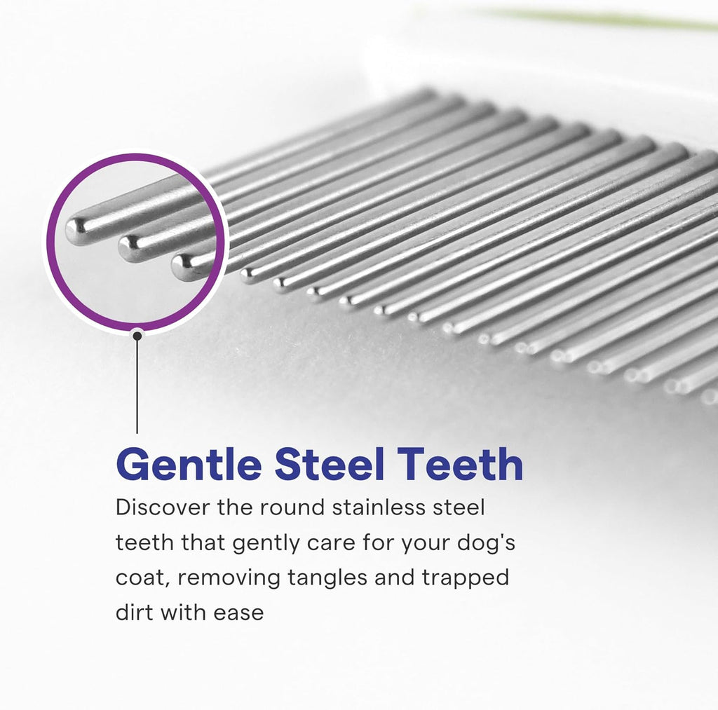 Dog Comb for Removes Tangles and Knots - Cat Comb for Removing Matted Fur - Grooming Tool with Stainless Steel Teeth and Non-Slip Grip Handle - Best Pet Hair Comb for Home Grooming Kit - Ebook Guide