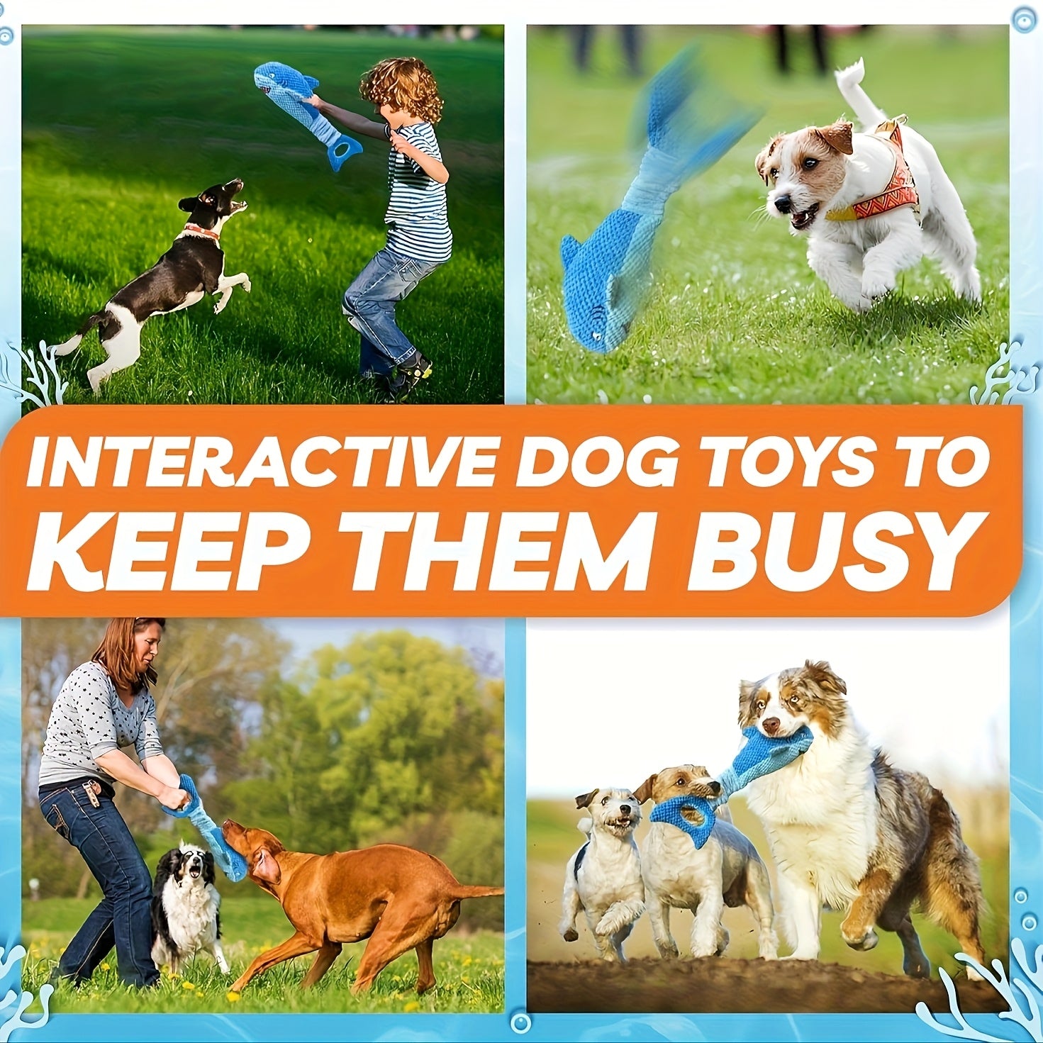 Blue Shark Toy with Musical Notes & Crinkle Sound