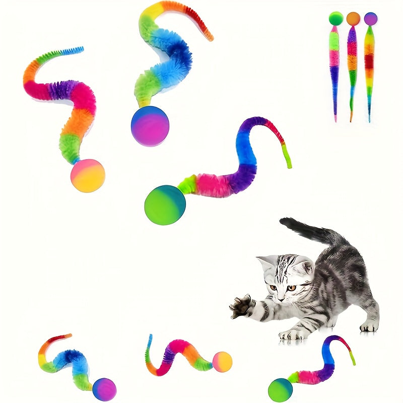 Colorful Caterpillar Plush Cat Toy