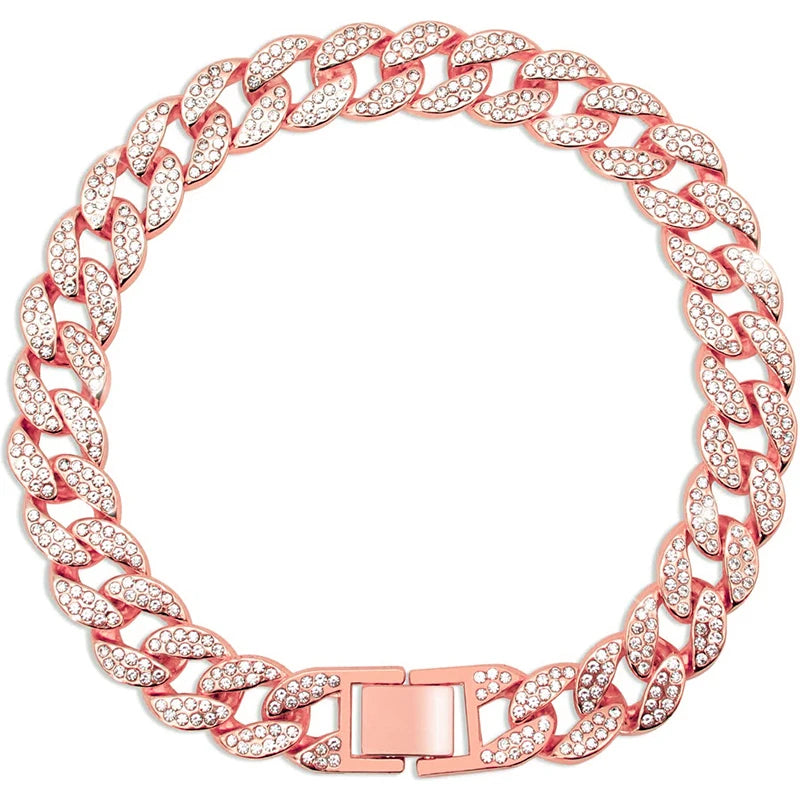 Pink Diamond Cuban Collar for Dogs