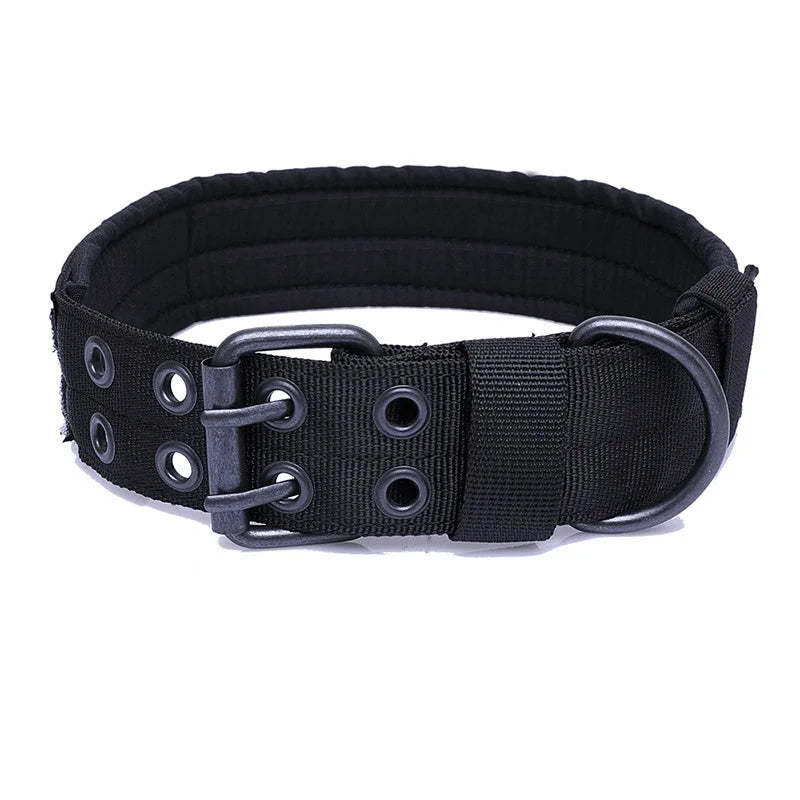 Heavy Duty Adjustable Reflective Tactical Dog Collar for large dogs - Military Style Nylon Training Collar