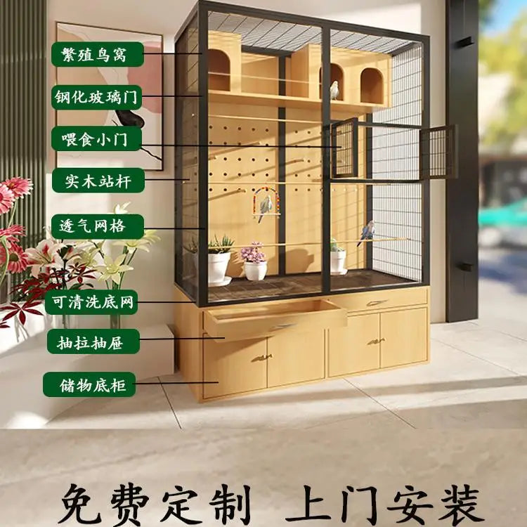 Solid wood deluxe bird cage villa