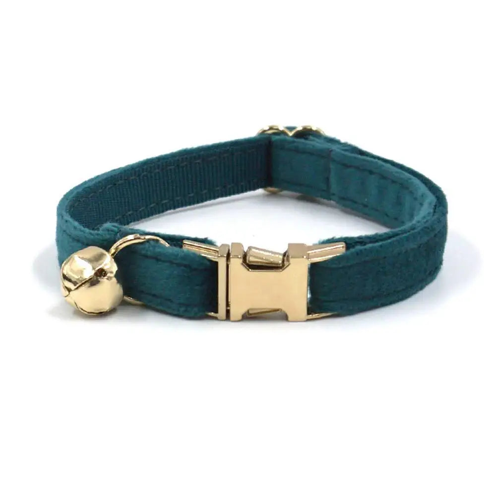 Custom Velvet Cat Collar with Small Bell