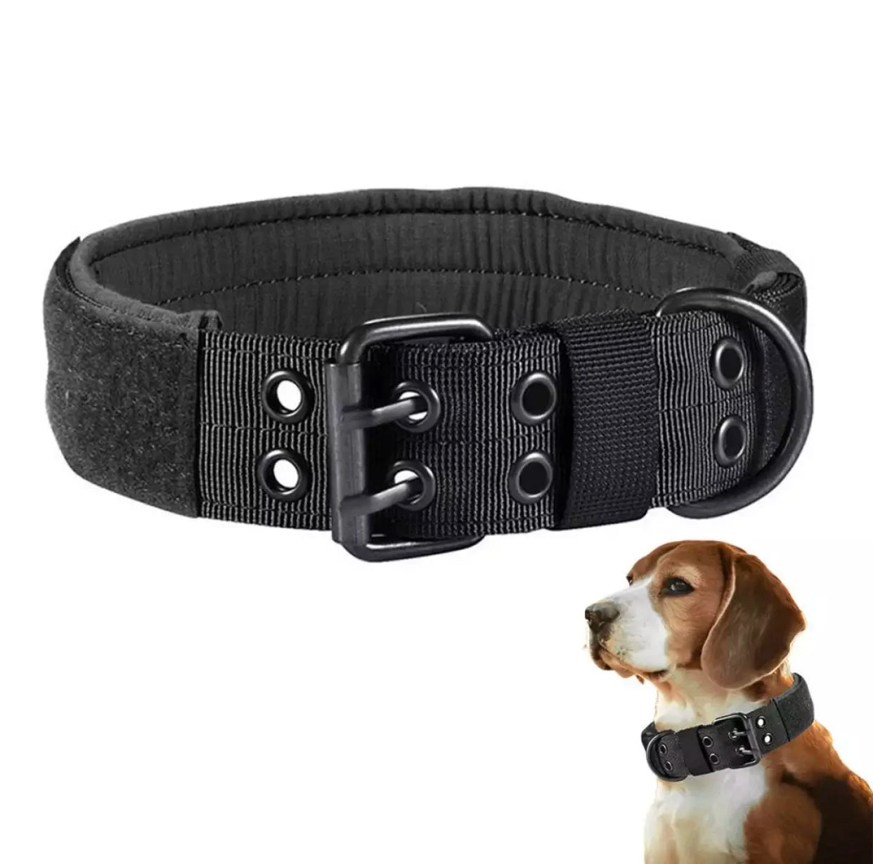 Heavy Duty Adjustable Reflective Tactical Dog Collar for large dogs - Military Style Nylon Training Collar