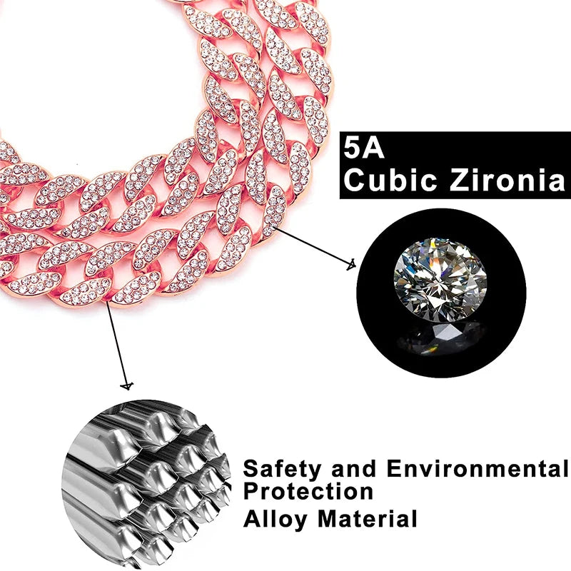 Pink Diamond Cuban Collar for Dogs