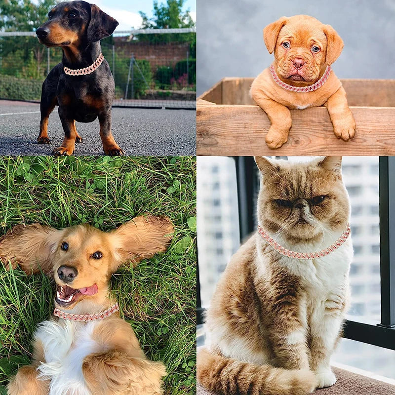 Pink Diamond Cuban Collar for Dogs