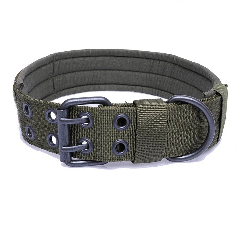Heavy Duty Adjustable Reflective Tactical Dog Collar for large dogs - Military Style Nylon Training Collar
