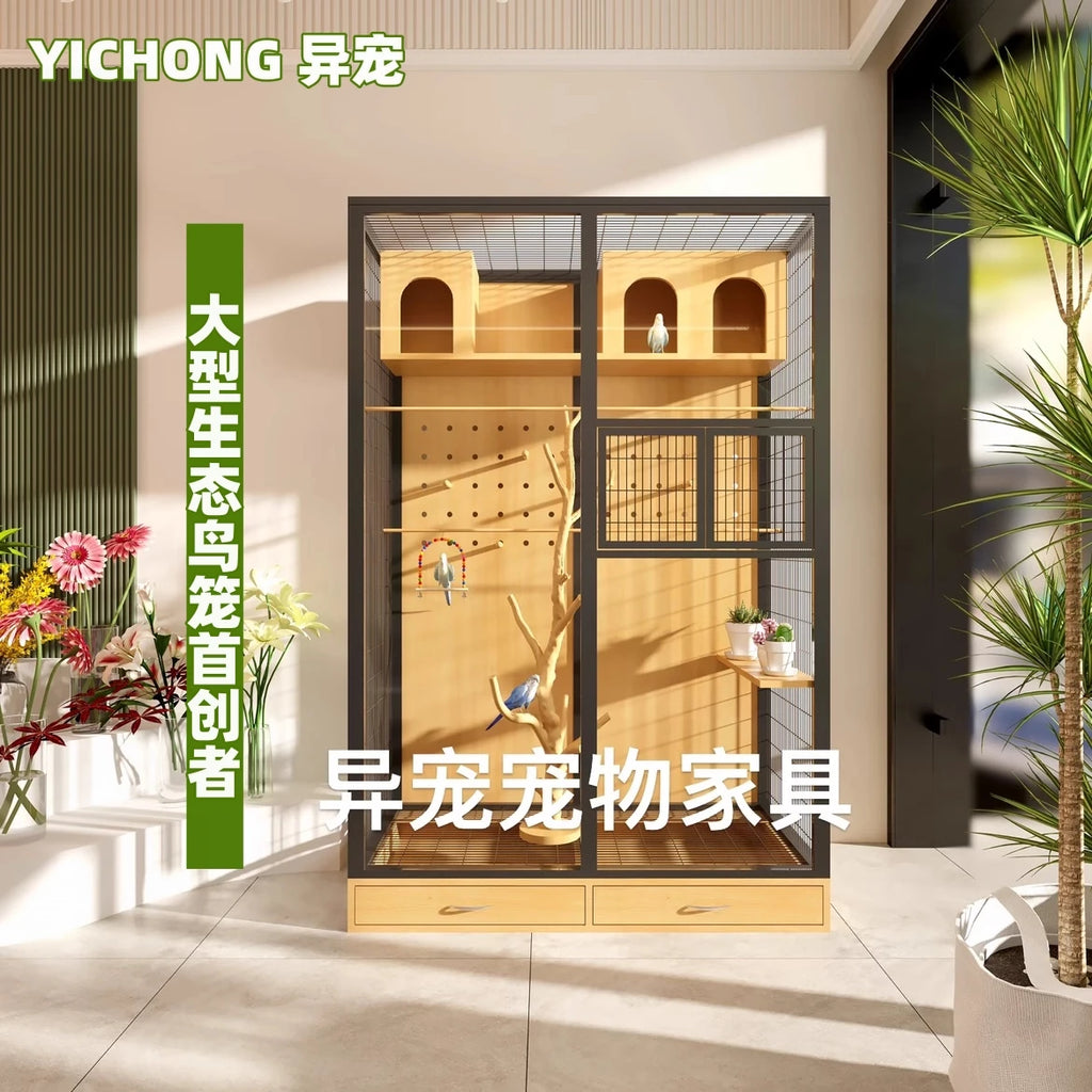 Solid wood deluxe bird cage villa