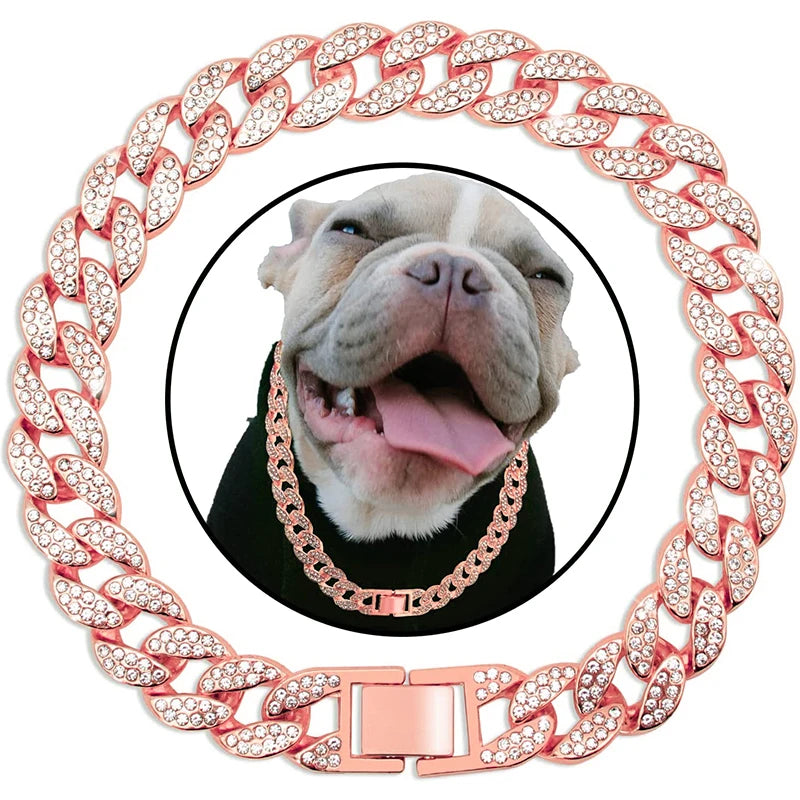 Pink Diamond Cuban Collar for Dogs