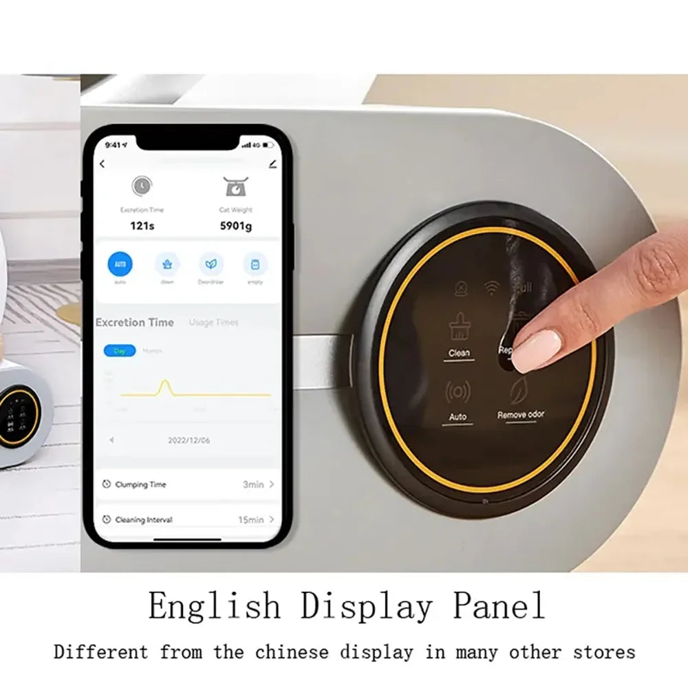 Tonepie 65L Automatic Smart Cat Litter Box Self Cleaning Fully Enclosed Cat Litter Box Pet Toilet Litter Tray English Versions