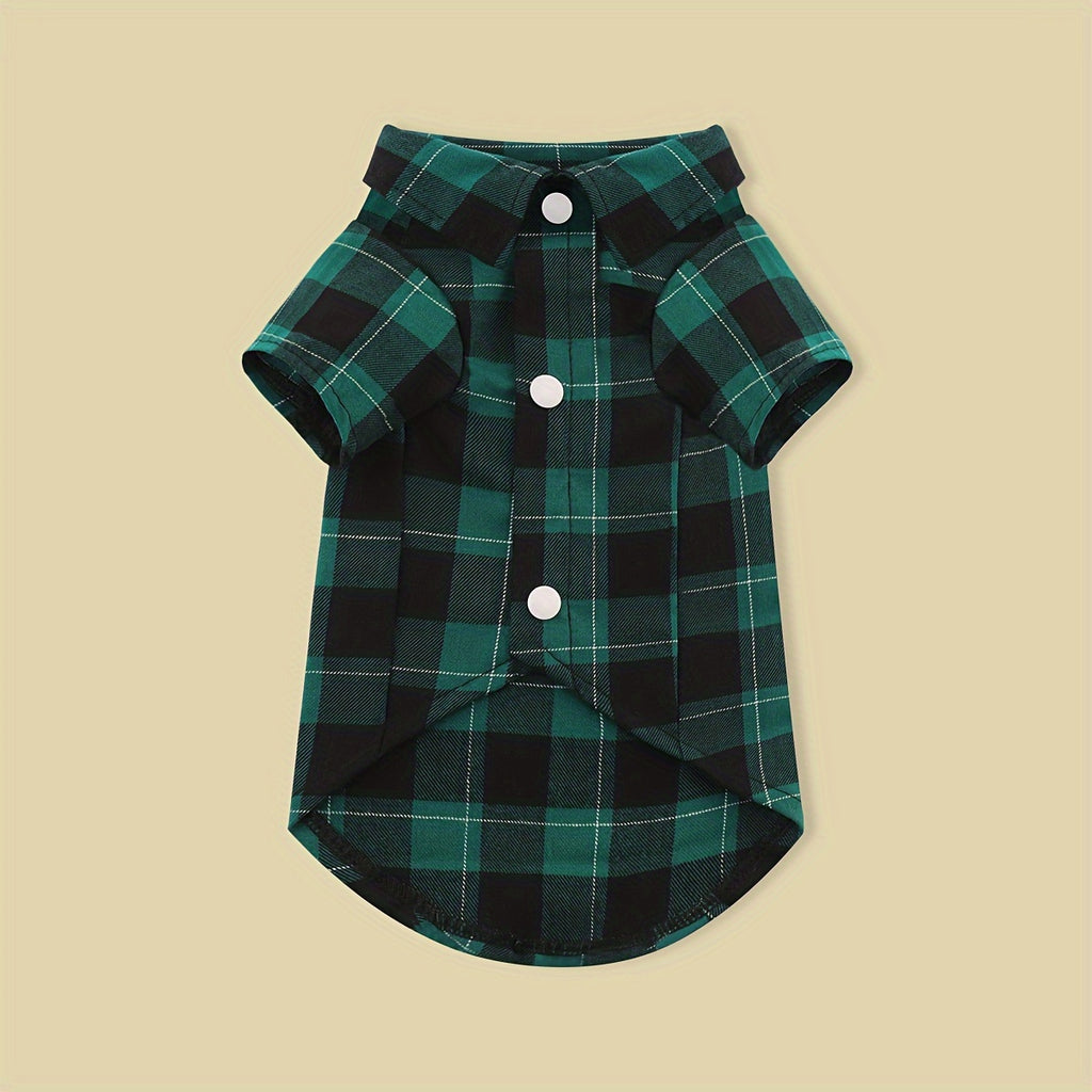 1pc Stylish Plaid Dog Shirt