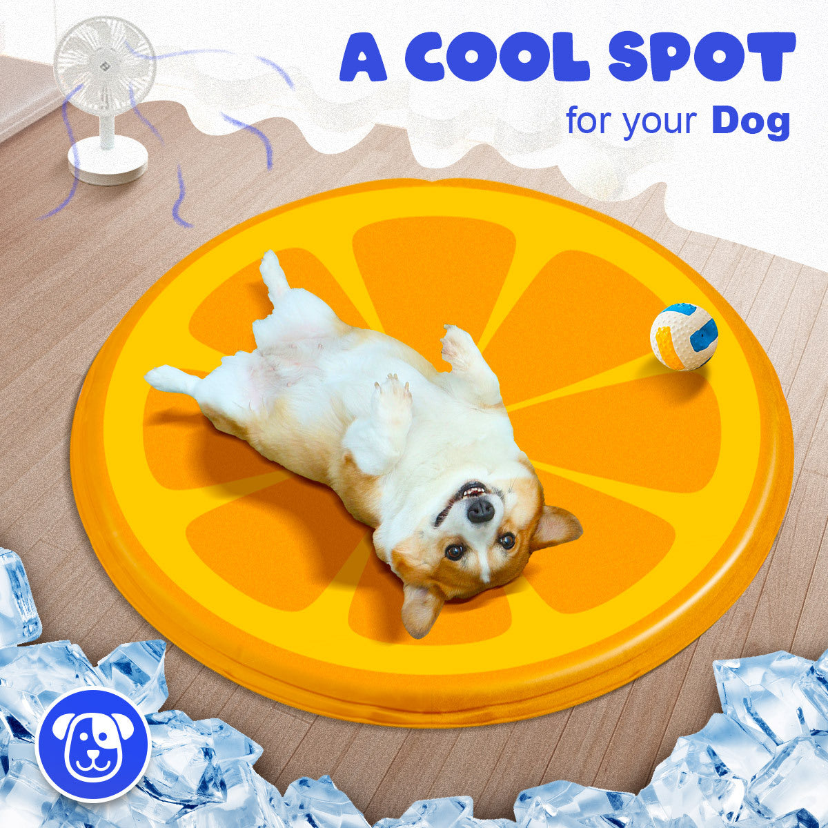 Orange Pet Cooling Mat Dog Pad Cool Gel Pattern Cat Bed Orange 60X60CM