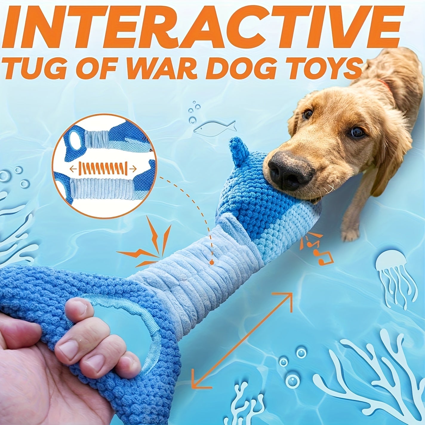 Blue Shark Toy with Musical Notes & Crinkle Sound