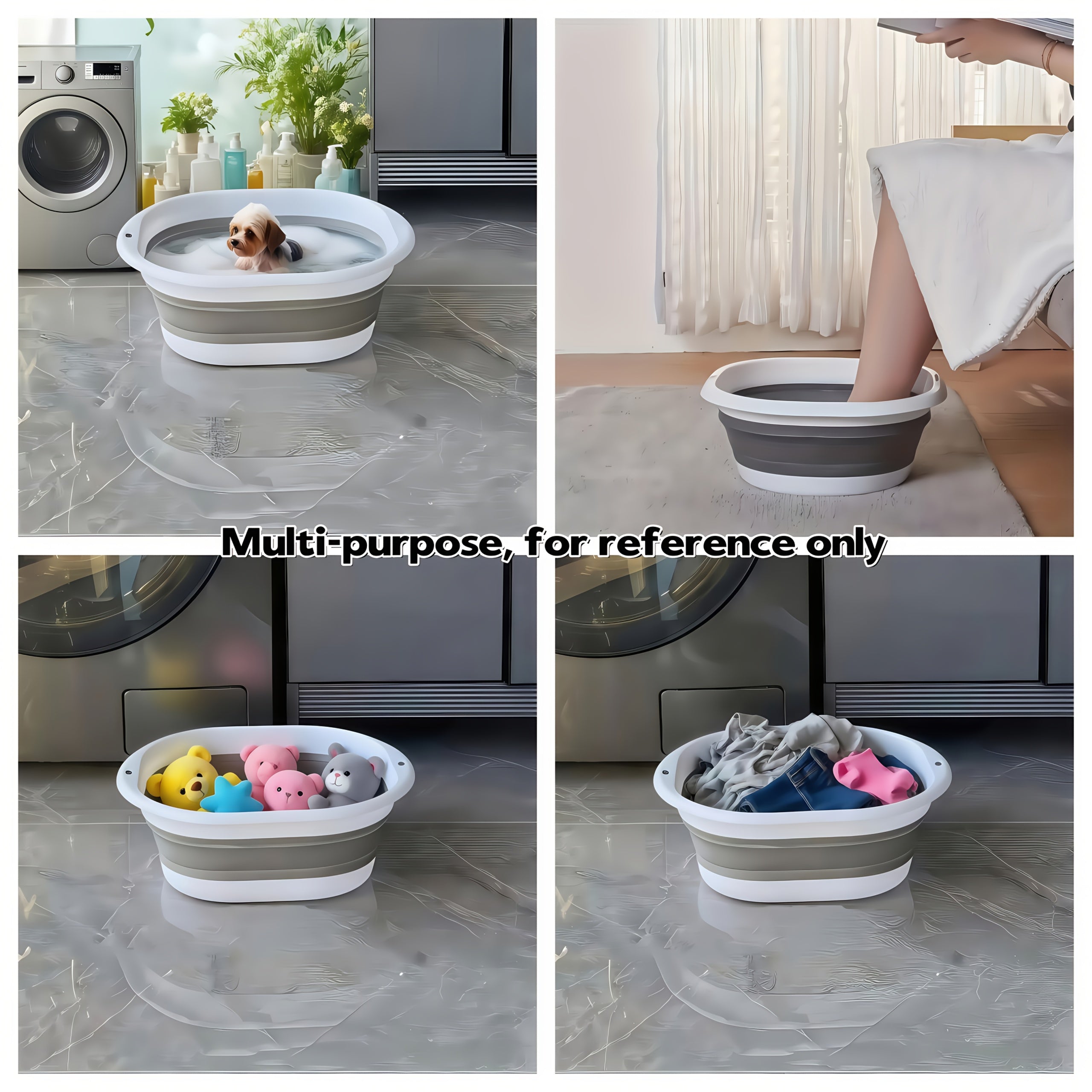 2-In-1 Portable Dog Cat Bathtub with Massage Grooming Brush Set